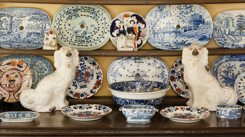 Shelves of painted fine china