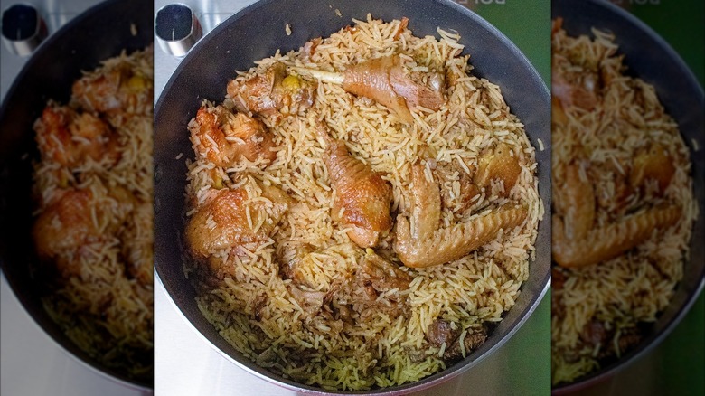 A plate of chicken pilau