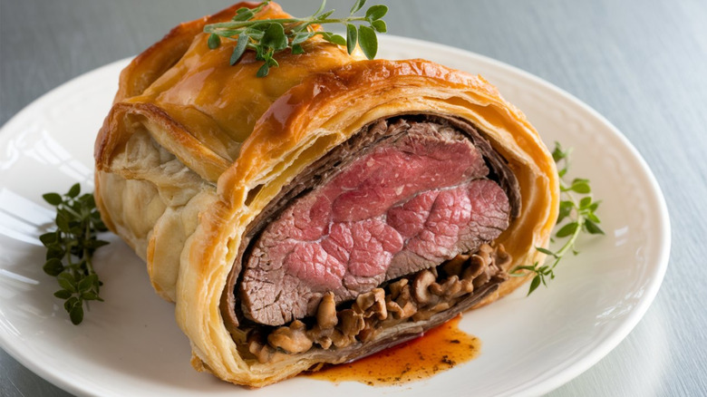 Serving of beef Wellington