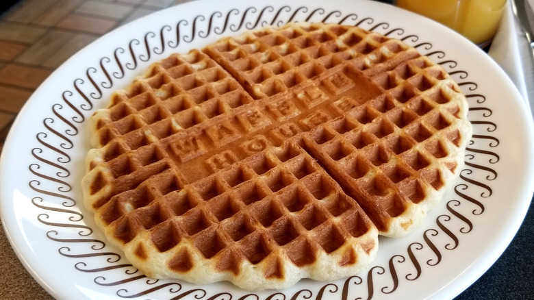 Waffle on plate at Waffle House