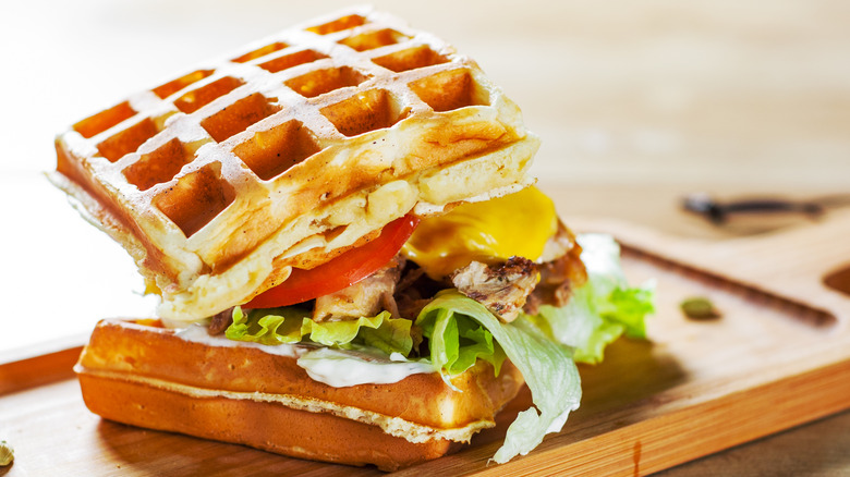 cheeseburger with waffle buns