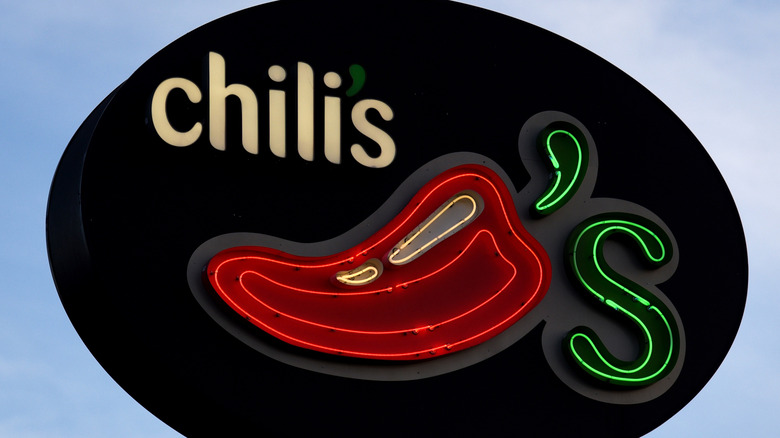 Chili's sign lights up the night