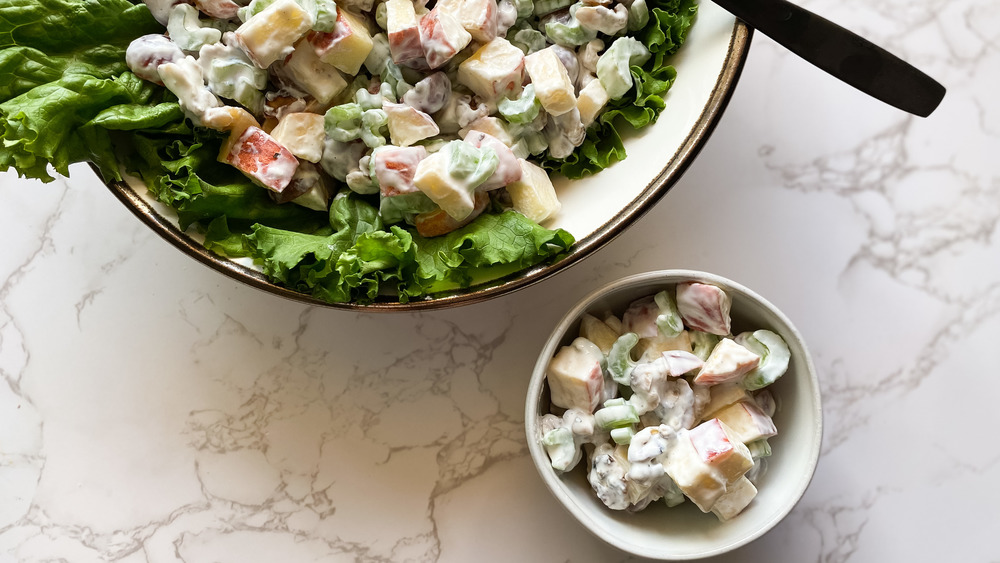 Waldorf salad in bowls