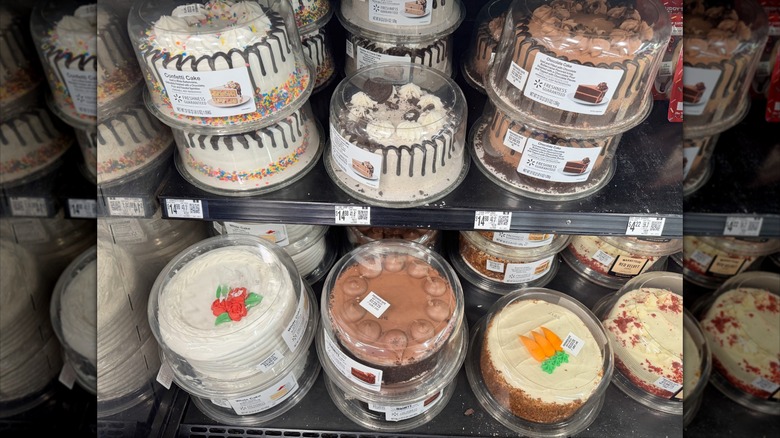 assorted cakes on display at walmart