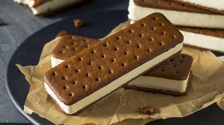 Ice cream sandwiches on a plate
