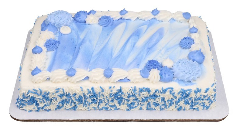 Walmart Freshness Guaranteed Quarter-Sheet White Cake with Blue and White Buttercream Icing