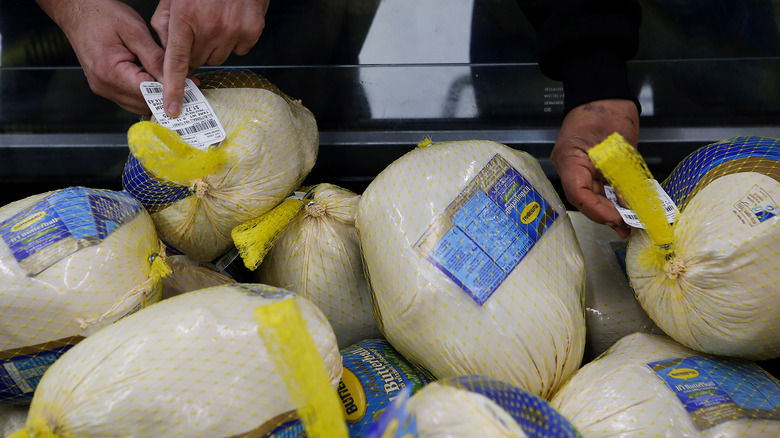 Walmart customers buying turkeys
