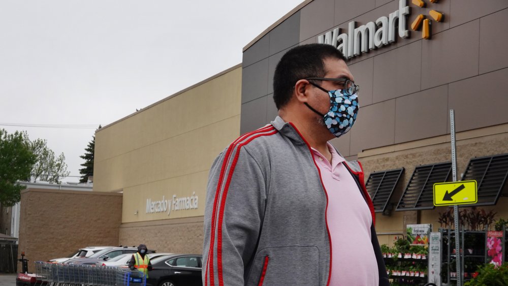 Walmart customer wearing face mask