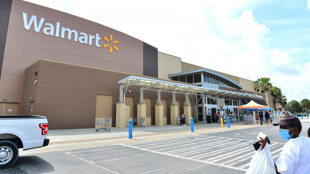 Walmart with customer wearing face mask