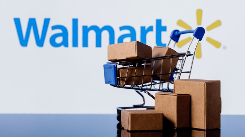 Walmart cart and boxes