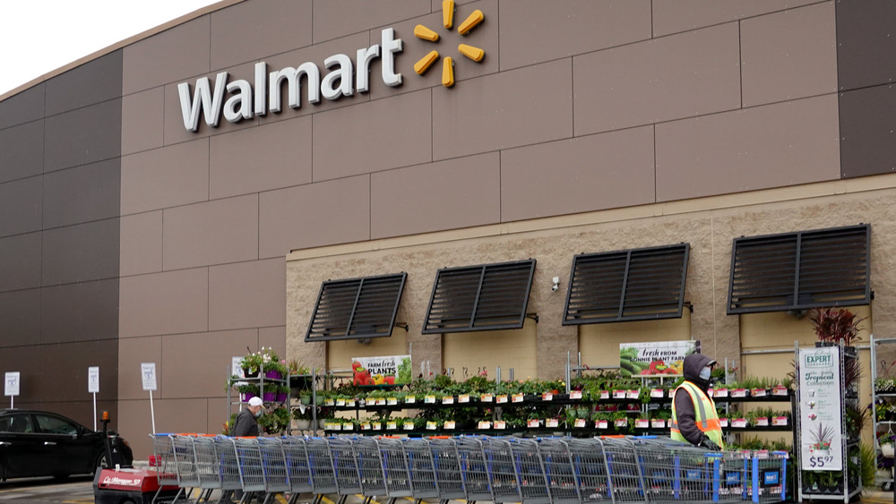 Walmart store and shopping carts