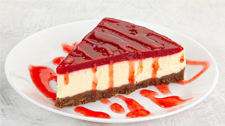 Slice of strawberry cheesecake