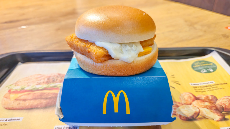 Filet-O-Fish on top of blue McDonald's box