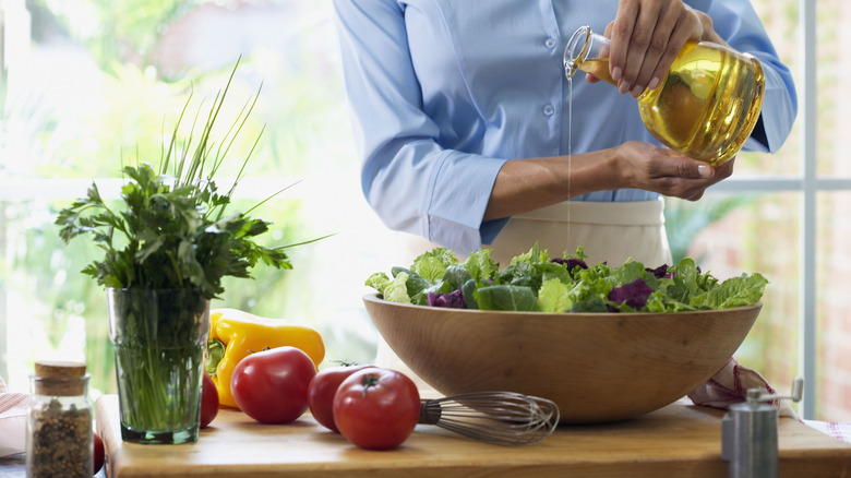 woman making a salad 