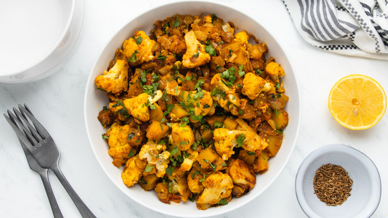 aloo gobi curry in bowl