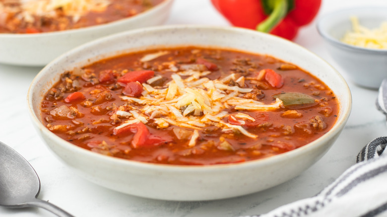 stuffed pepper soup in a bowl