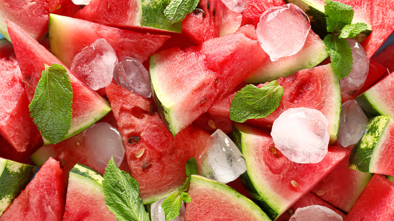 watermelon slices and ice