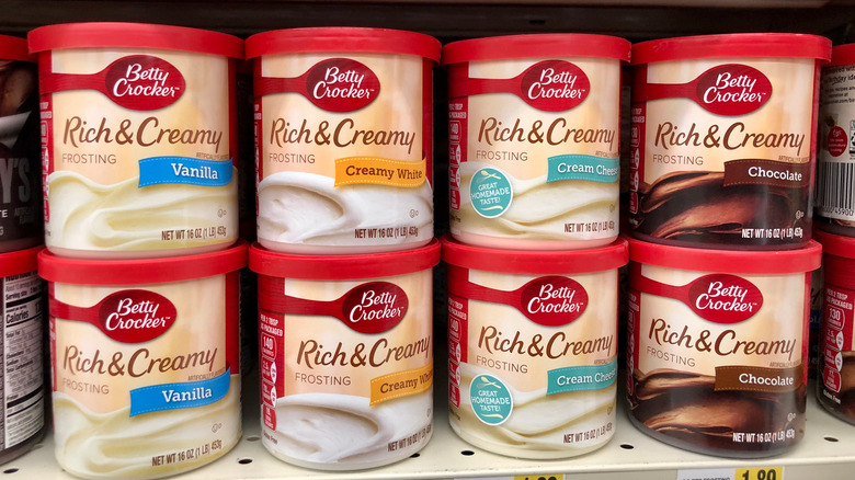 Cans of Betty Crocker frosting