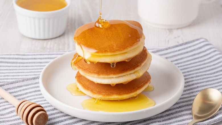 Stack of pancakes on a plate