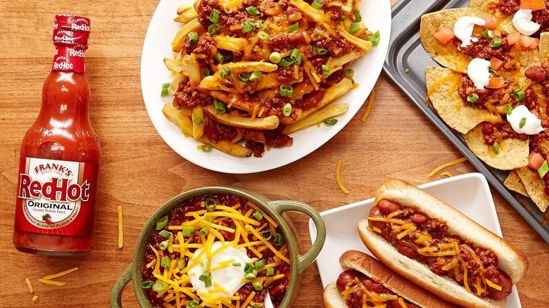 spread of snacks made with Frank's RedHot sauce