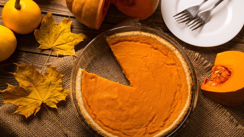 Pumpkin pie in pan