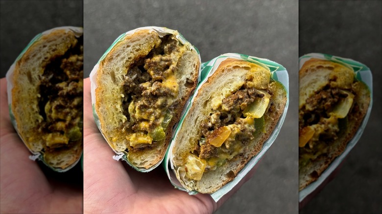 Nishaan's Chapli Kabob Chopped Cheese on white background