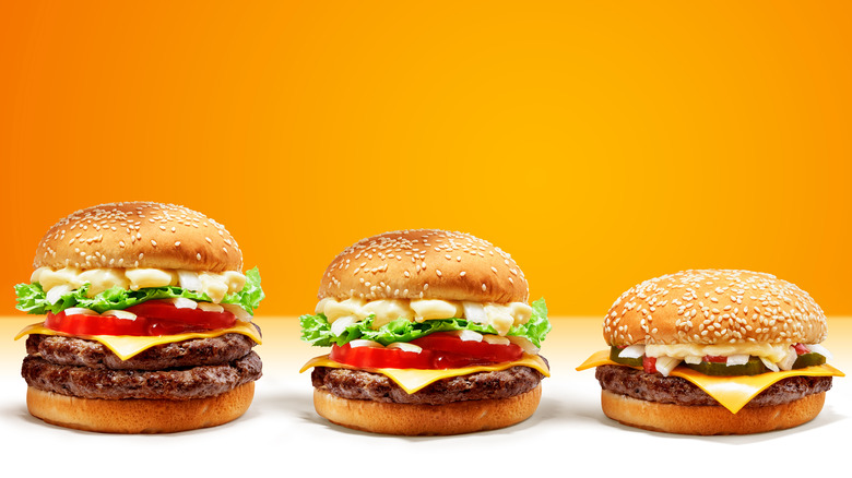 Three fast food burgers