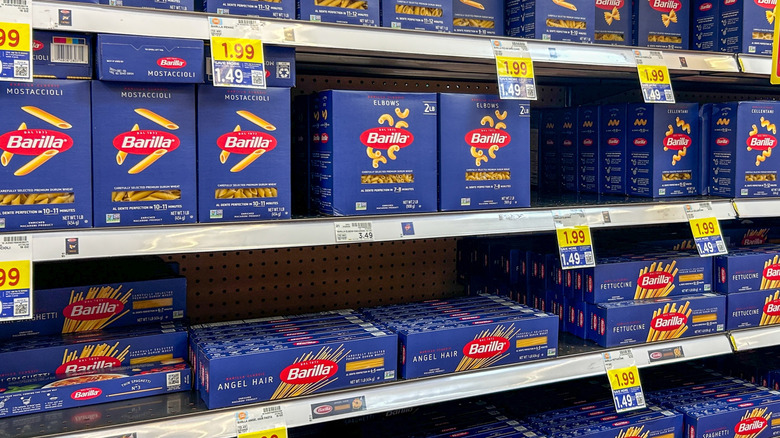 Barilla pasta on grocery store shelves