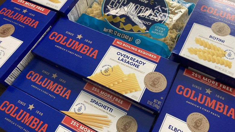 Several packages of Dollar Tree pasta