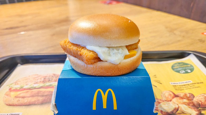 McDonald's Filet-o-Fish sitting on top of box