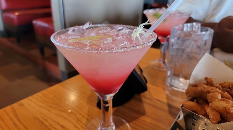 pink Chili's cocktail in martini glass