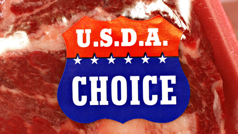 USDA Choice sticker on steak
