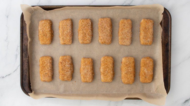 mozzarella sticks in a pan