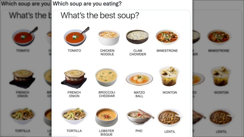 a picture list of different types of soup