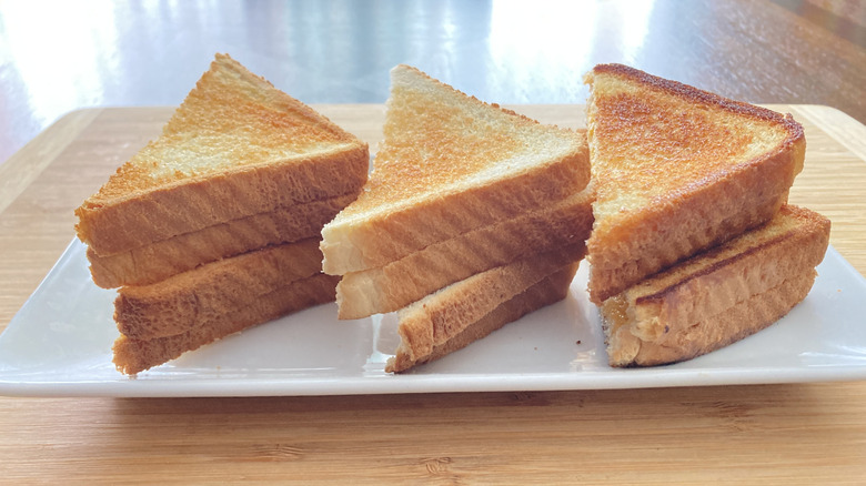 stacks of grilled cheese sandwich slices