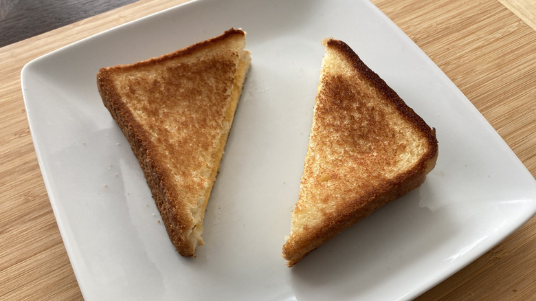 stainless steel pan grilled cheese sandwich