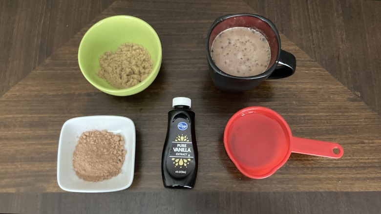 Hot chocolate ingredients using water