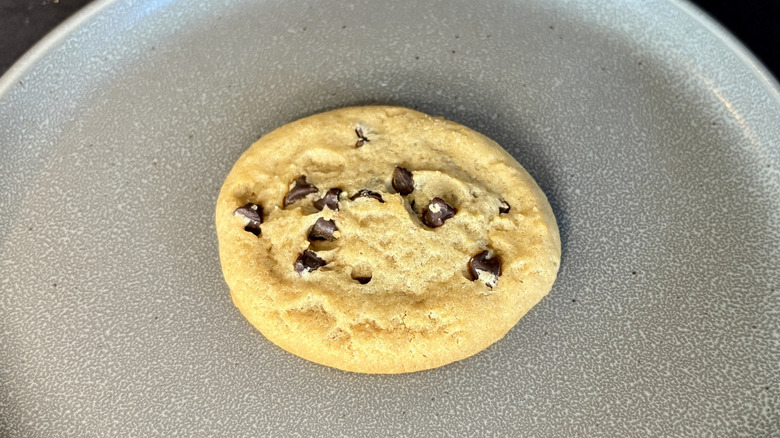Walmart chocolate chip cookie on gray plate