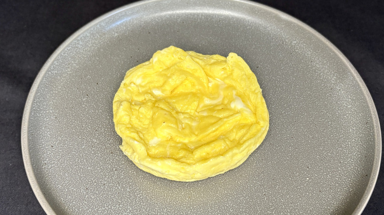 egg patty on gray plate
