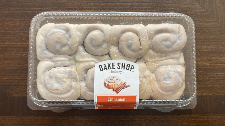 tray of Bake Shop cinnamon rolls