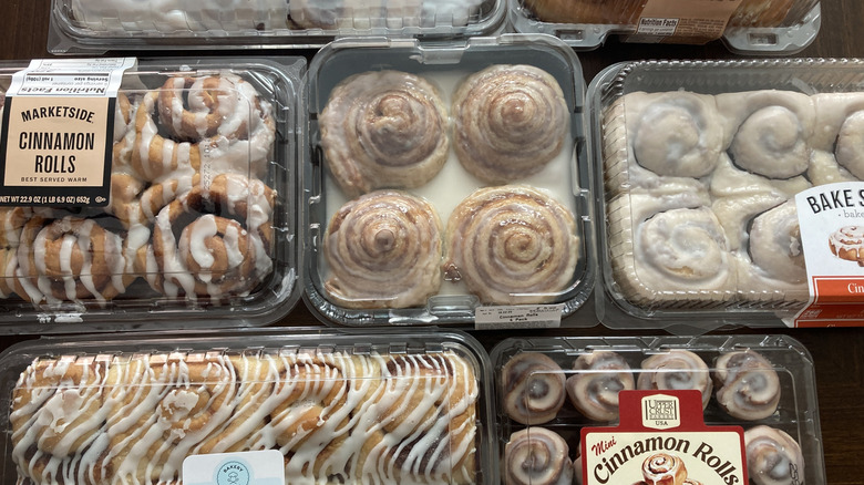 array of grocery store cinnamon rolls