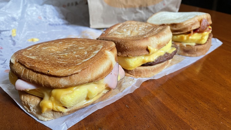 Three BK breakfast cheesy melts
