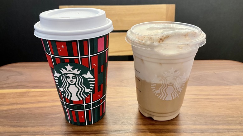 Two Starbucks holiday lattes