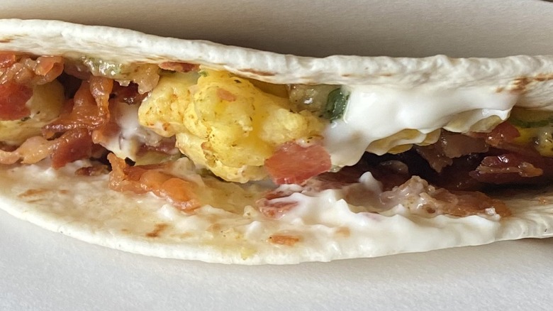 Close view of Dunkin' Breakfast Taco