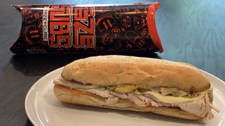 a sub and its packaging