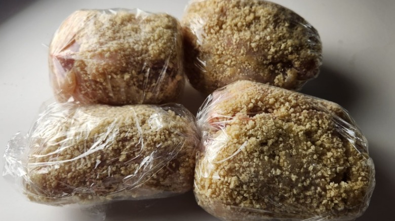 chicken wrapped in plastic