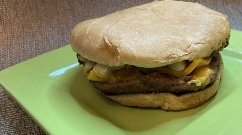Whataburger Chili Cheese Burger plated