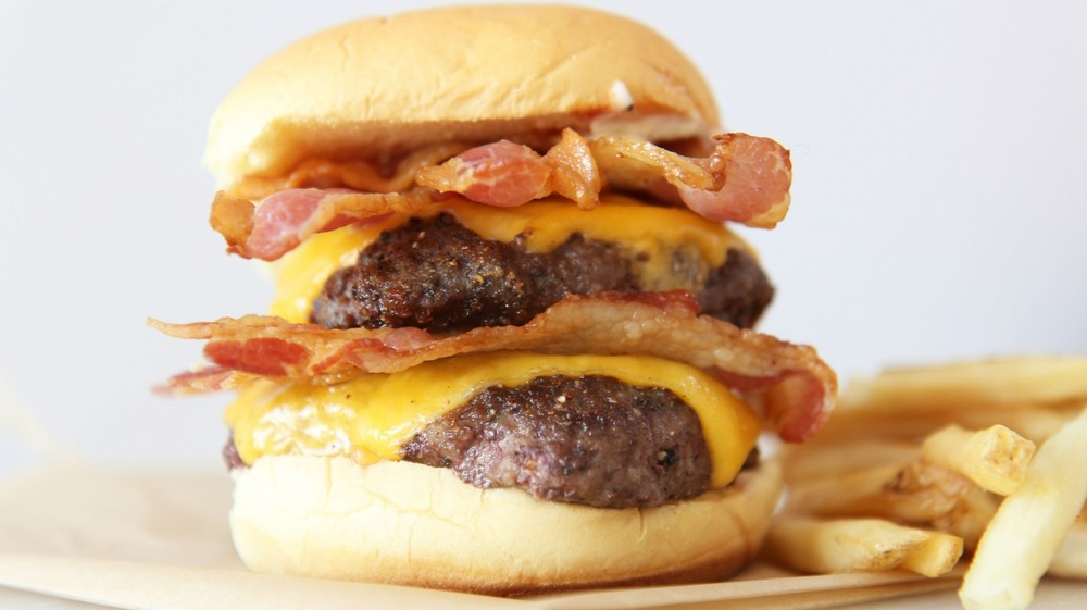 Wendy's Baconator Copycat burger served with fries