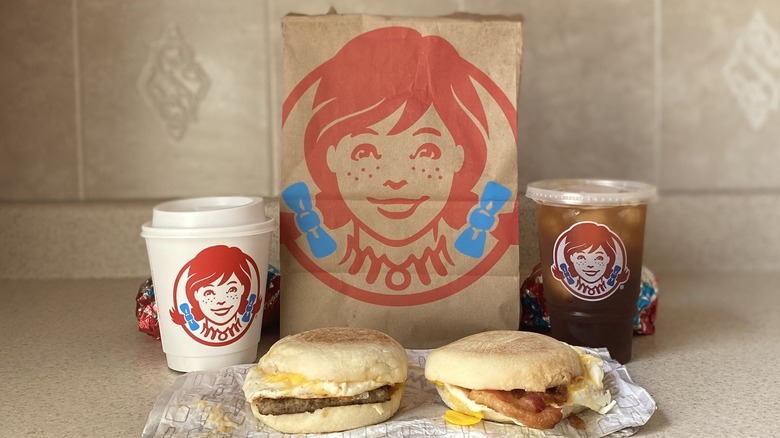 Wendy's breakfast items displayed with bag