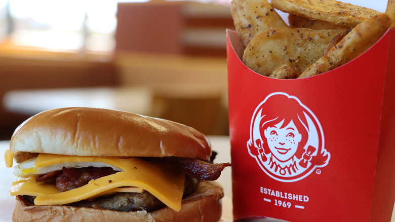 Wendy's cheese burger and thick-cut fries